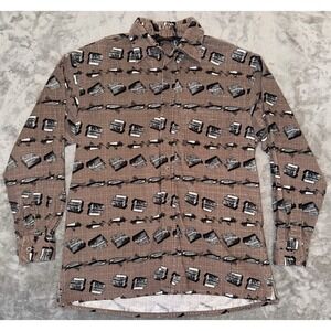 Corduroy Shirt Mens M Dad Fisherman Fishing Winter Soft Comfort Warm Brown